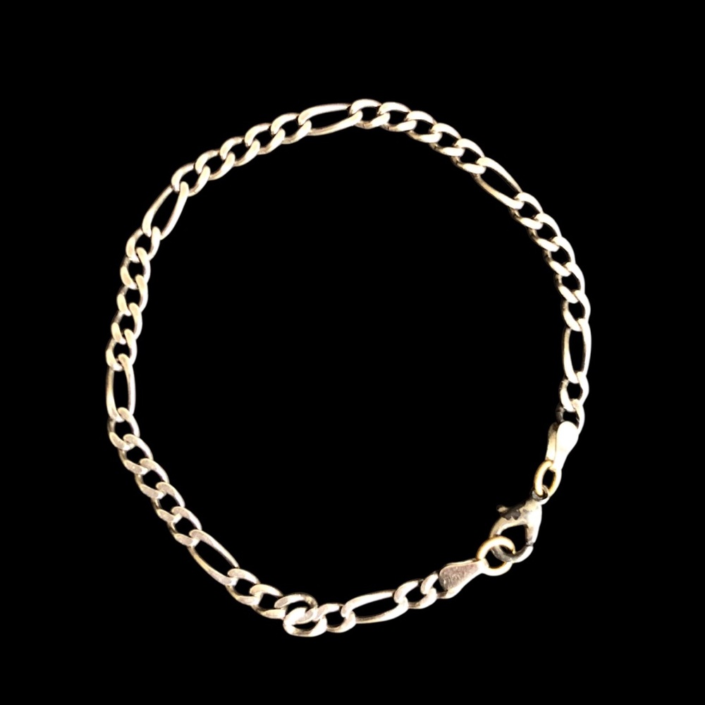 Vintage ITALY 925 Sterling Silver Figaro Chain Bracelet 7” Great